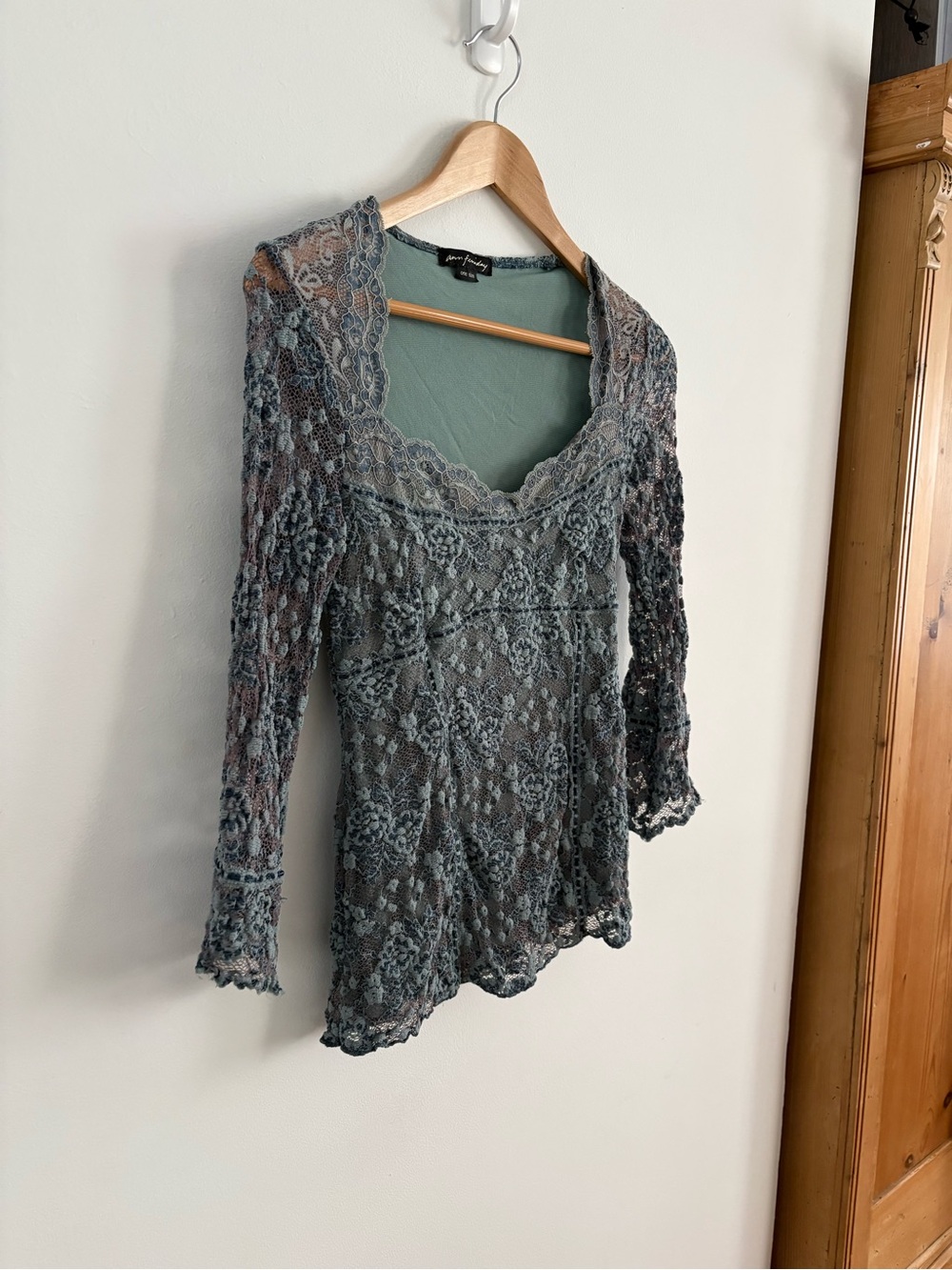 Vintage Y2K Ann Ferriday Blue Lace Top One Size Romantic Fairy Boho Coquette - Picture 3 of 8